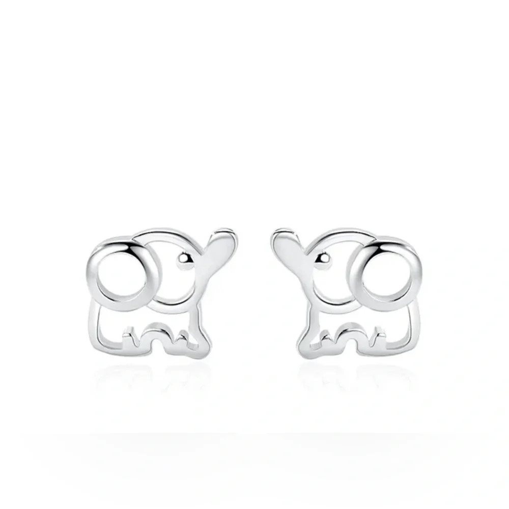 925 Sterling Silver Elephant Ear Studs - Picture 2 of 7
